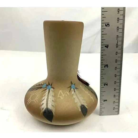 VTG Betty Selby 1988 Native American Southwest Art Pottery Feather Vase #415 - Picture 4 of 9